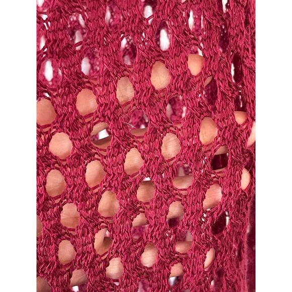 Rue21 Burgundy Fishnet Open Front Cardigan Wrap Boho X-Large - Picture 6 of 7